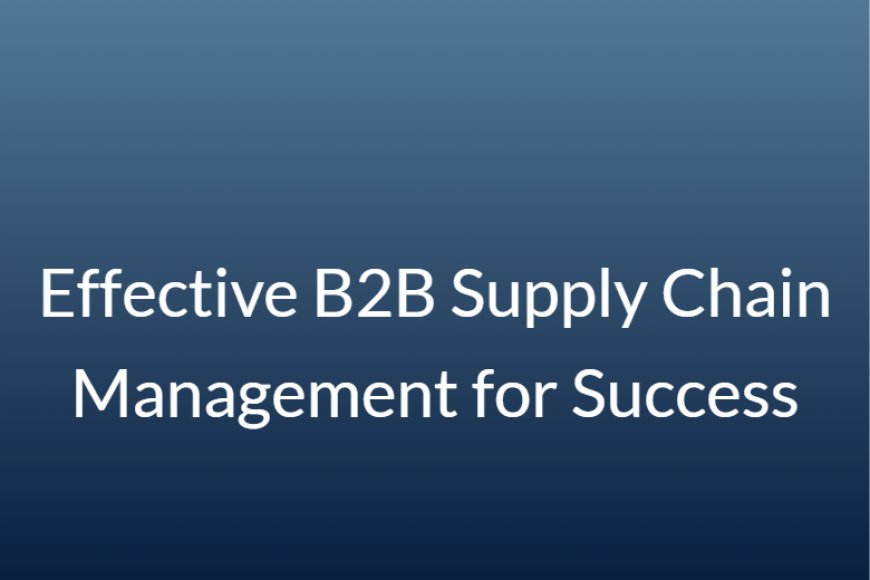 Effective B2B Supply Chain Management for Success